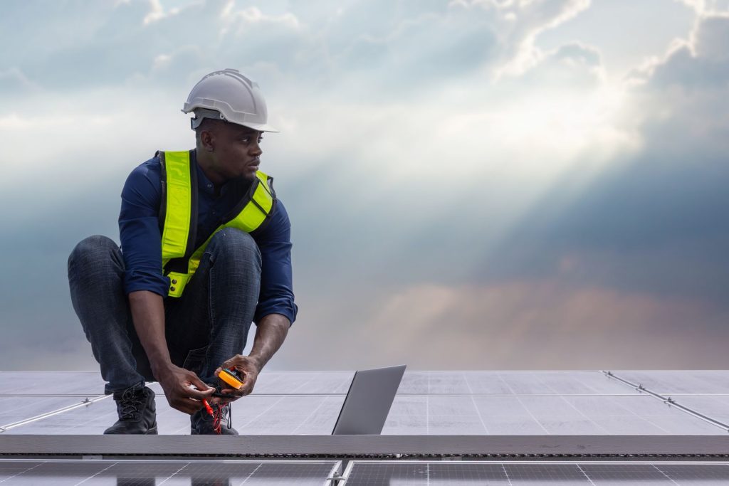 Engineer service check installation solar cell onutc