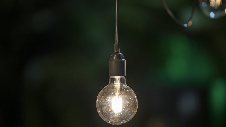 light bulb turned on in tilt shift lens