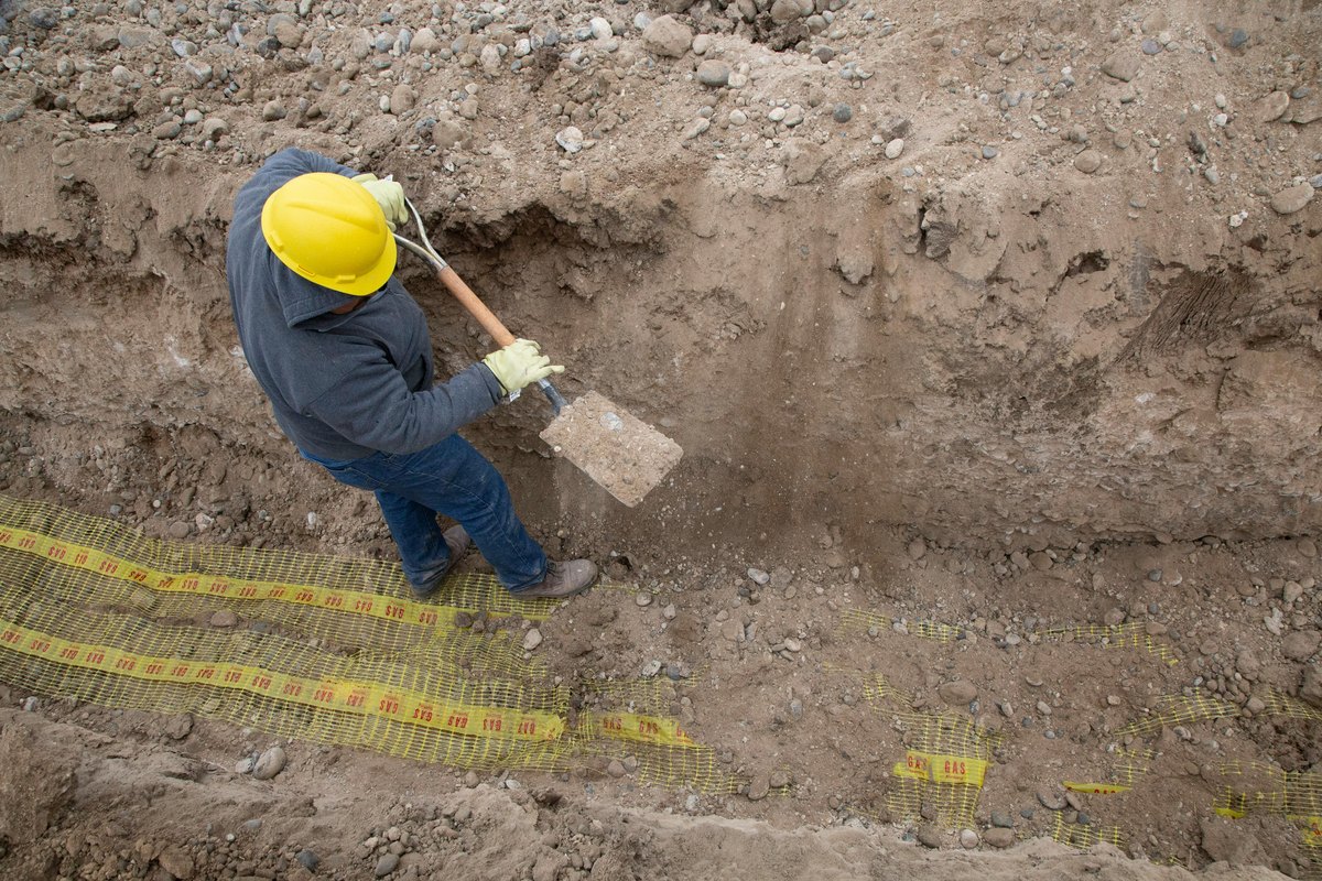 A trench dug for underground electrical cable
