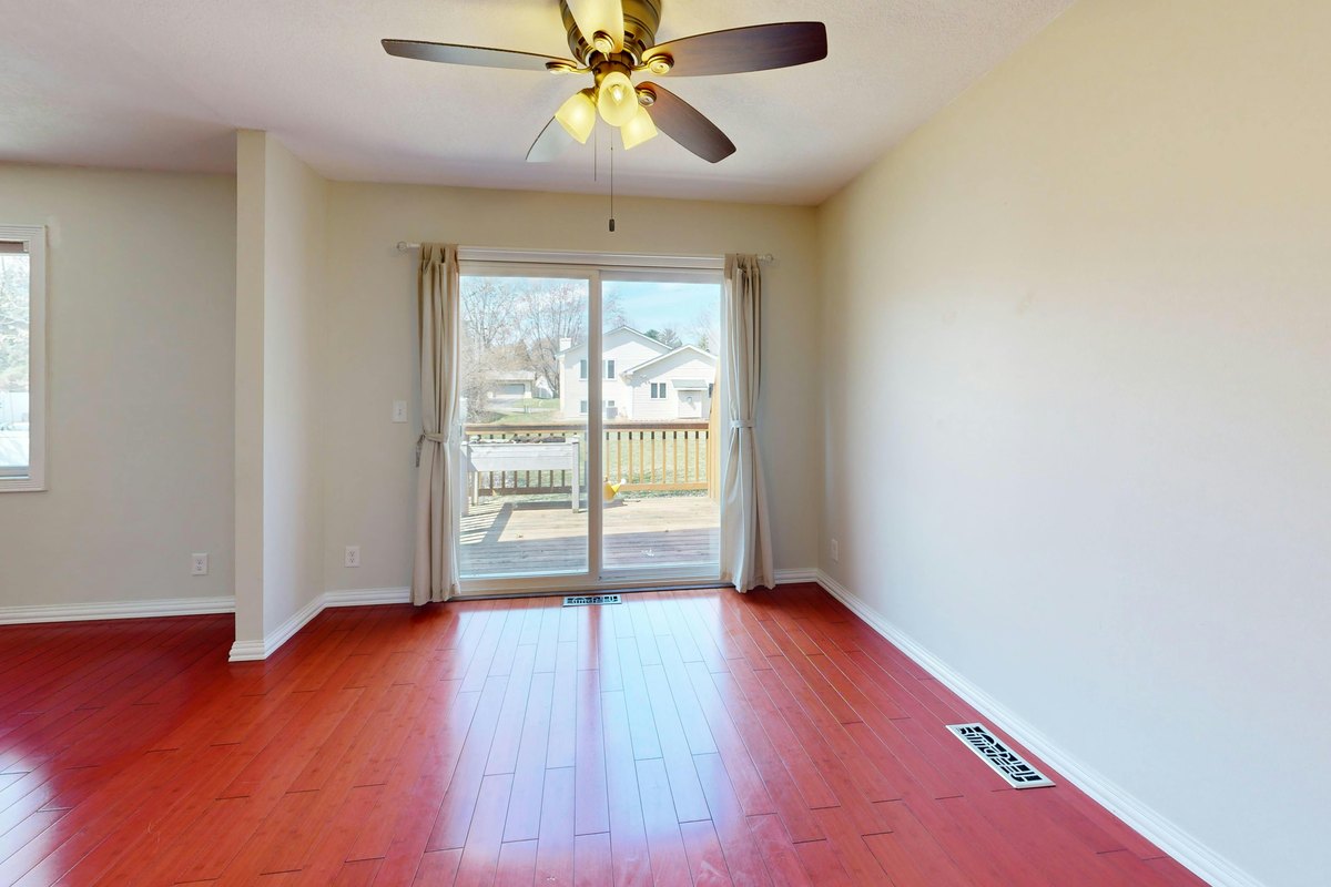 A ceiling fan in a room