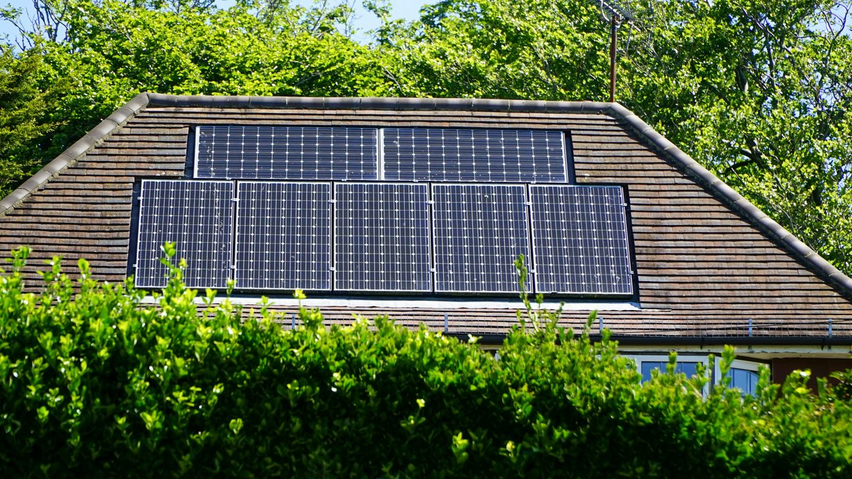 A building with solar panels on the roof