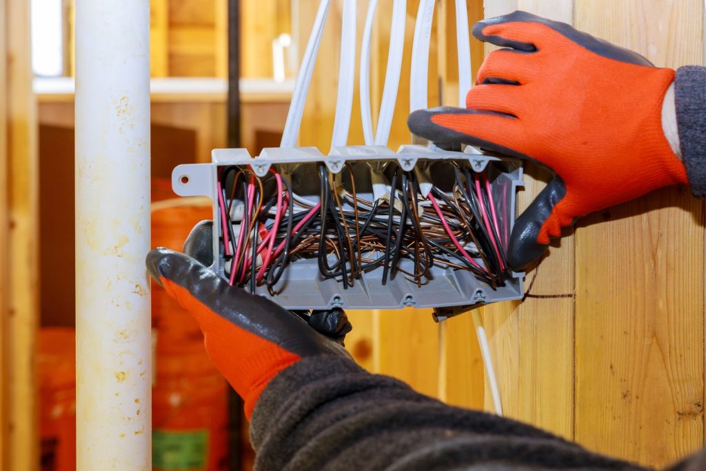 Electrician installing residential wiring